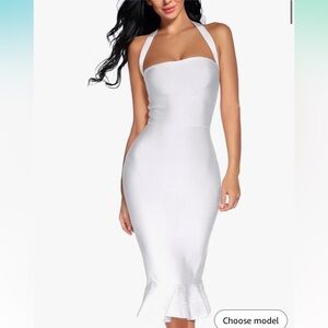 Elegant White Halter Dress